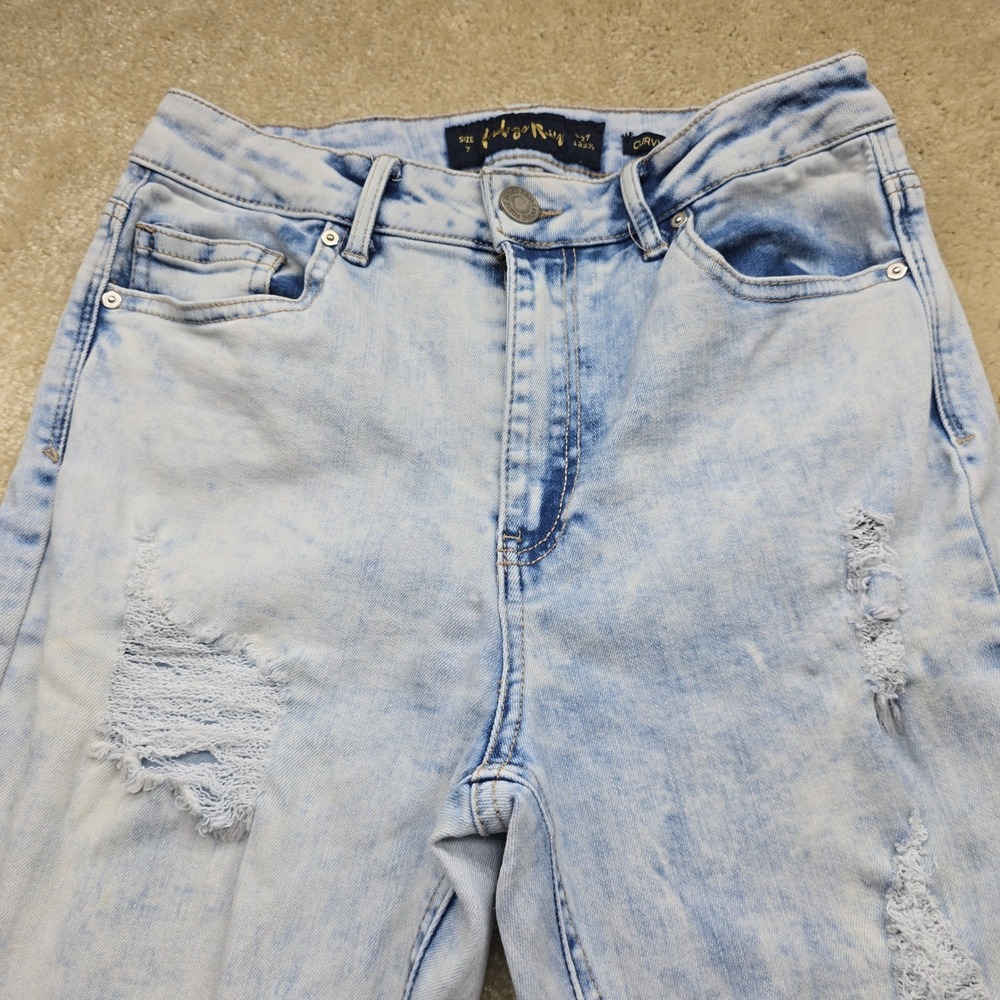 Indigo Rain Curvy‎ Bell Bottom Jeans Light Wash Distressed Ripped Size 7